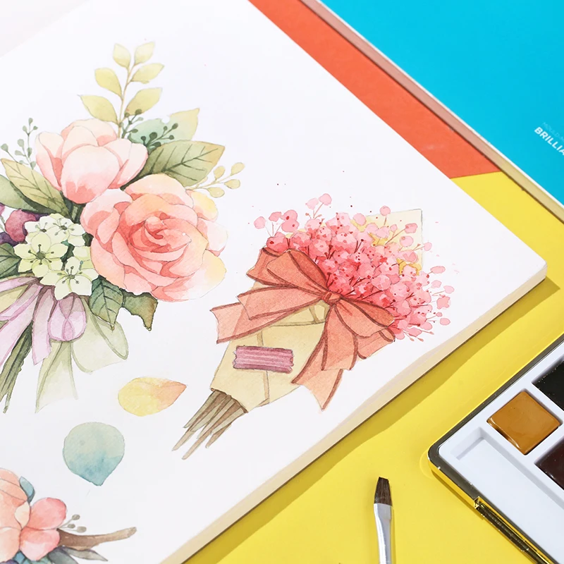 BRILLIAN RAYS Creative Portable Watercolor Notebook 300gsm 20 Sheets Water Color Friendly Sketchbook 180mm*260mm*11mm