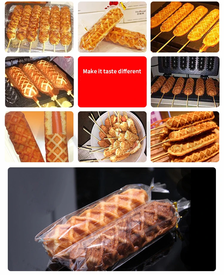 CANDIMILL Commercial French Sausage Lolly Waffle Maker 6 Pcs Crispy Cone Hot Dog Muffin Baking Machine