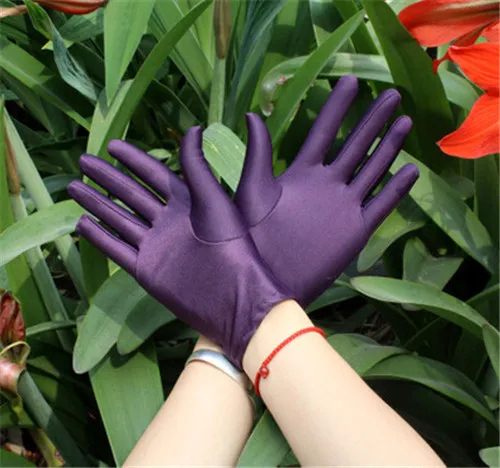 2 шт = 1 пара летних перчаток мужские/женские короткие эластичные тонкие перчатки из спандекса/белые парадные перчатки/ювелирные изделия танцевальные перчатки - Цвет: Purple
