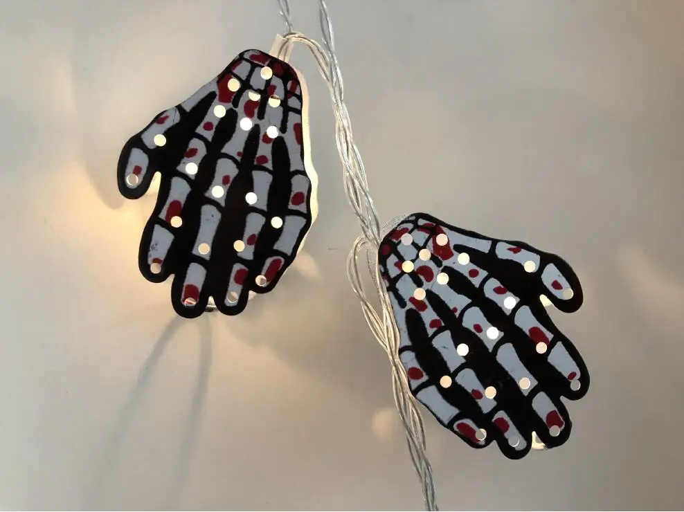 String Lights Battery Operated 10LED 1.65m Ghost Hand Shaped Halloween Decoration For Garden Party Home Yard Patio Tree Holidays