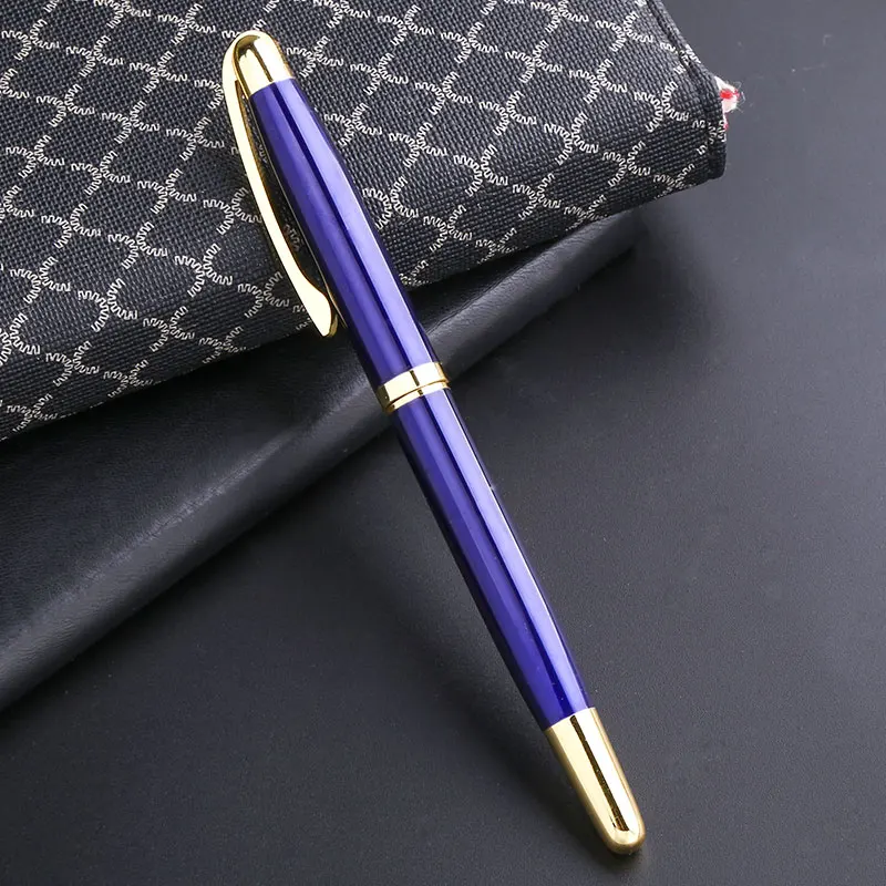 Blue 1Pc Металлическая Роскошная Ручка-роллер с логотипом, для офиса, бизнеса, гелевая, Золотой зажим для ручки, для школы, персонализированные канцелярские принадлежности, подарок для учителя, стационарный - Цвет: Blue 1Pc