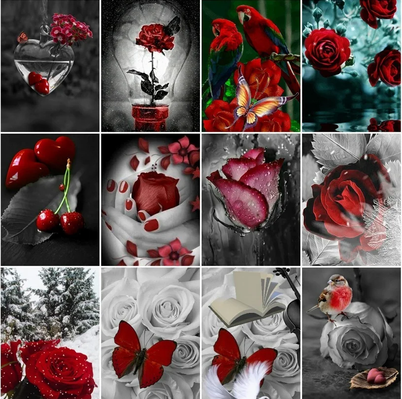 5d алмазная живопись винтажная роза цветок полная круглая Алмазная вышивка