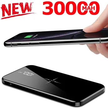 Iphone 11 xs最大サムスンパワー · バンクデュアルusb充電外部バッテリー銀行チーワイヤレス充電器30000mah電源銀行