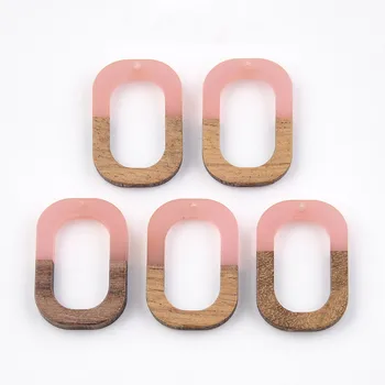 

10 PCS Jewelry MakingResin & Wood Charms Flat Round Wooden Pendant in Bulk Embellishment Hanging Ornaments for DIY Craft
