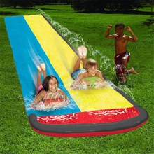 Toboggan aquatique Double pour enfants, jeu d'extérieur, course de jardin, pelouse, Spray, été