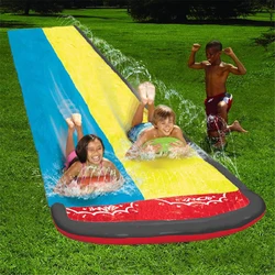 Toboggan aquatique Double pour enfants, jeu d'extérieur, course de jardin, pelouse, Spray, été 