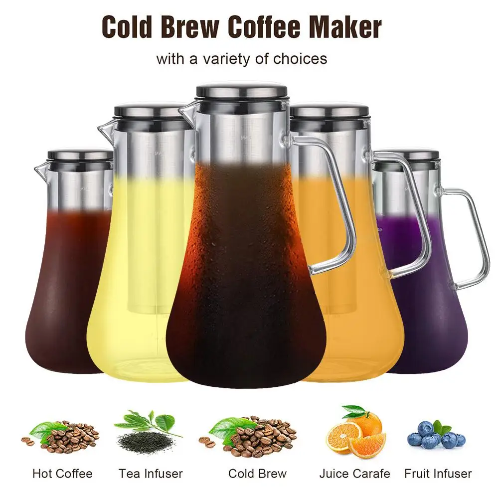 High Quality Airtight Cold Brew Iced Coffee Tea Maker Glass Coffee Pot For Home