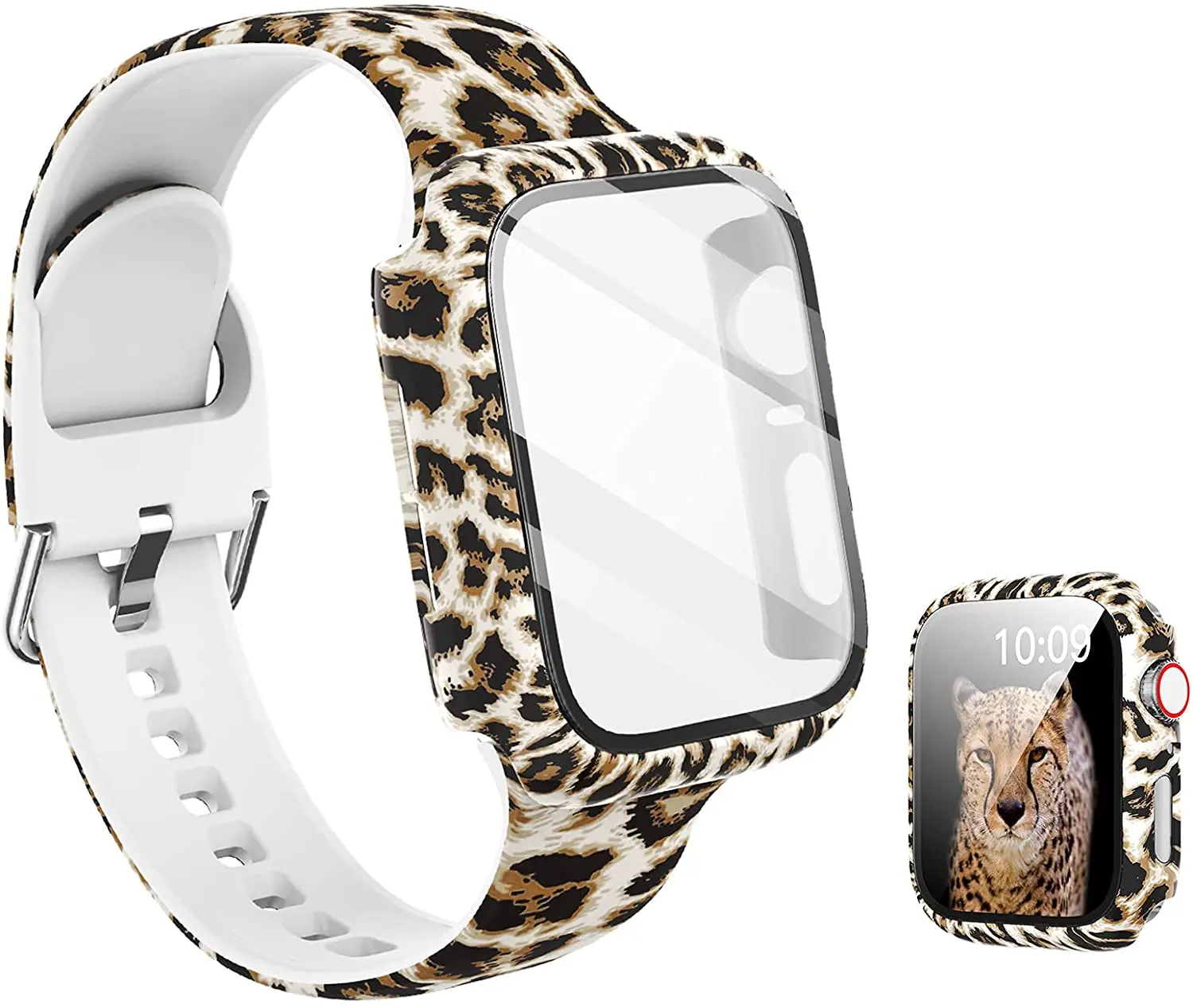 Silicone Strap+Cover for Apple Watch Bands 44mm 40mm 42mm 38mm Screen Protector, Glass+Silicone Wristband Strap for iwatch 2 in1 Silicone Strap+Cover for Apple Watch Bands 44mm 40mm 42mm 38mm Screen Protector, Glass+Silicone Wristband Strap for iwatch 2 in1