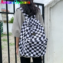 

Fashion Plaid Women Backpack Casual Nylon School Backpacks Student Shoulder Bags for Women New Light Travel Bag for Girls Sac
