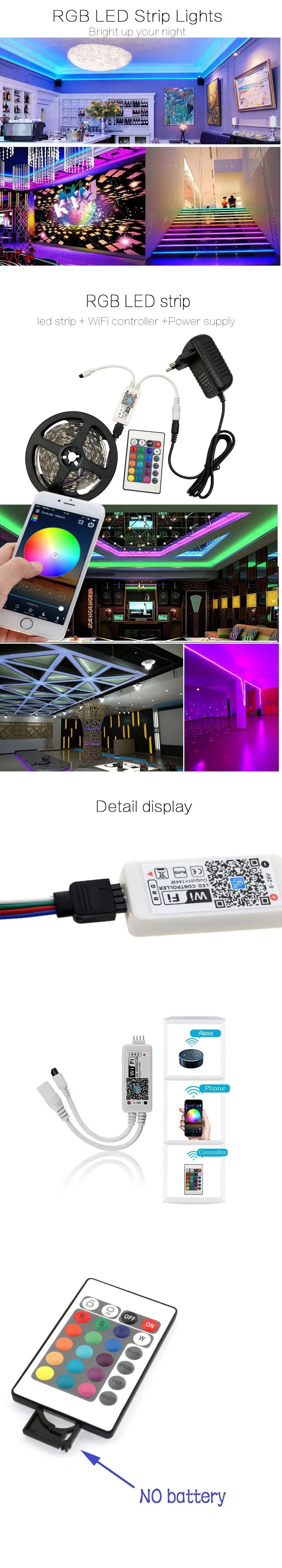 RGB СВЕТОДИОДНАЯ лента SMD 2835 5 м Водонепроницаемая RGB лента DC12V лента диод светодиодные полосы Гибкая полоса лампа ИК wifi контроллер
