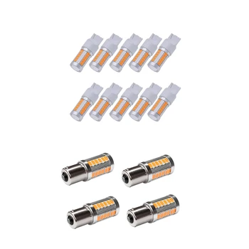 

14 Pcs Amber Turn Signals Light Back Up Brake Stop Parking Light Reverse Light Tail Light LED Bulbs, 10 Pcs 7440 T20 & 4 Pcs 115