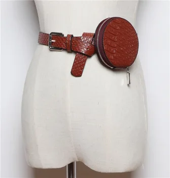 

2020 new small bag female messenger bag PU small round bag waist bag waist bag fur fanny pack