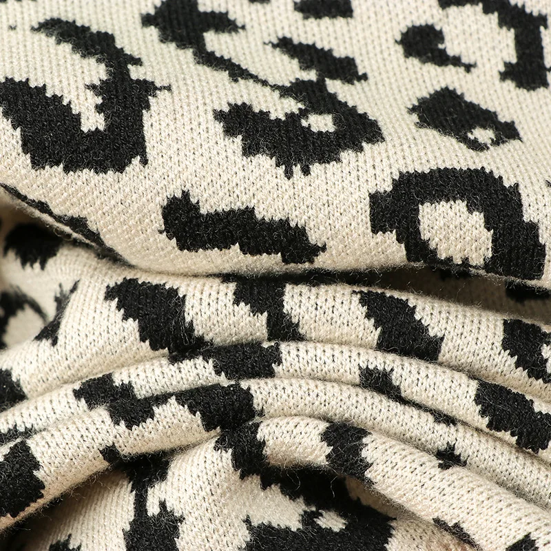 Gagaok свитер женский вязаный круглый вырез Полный Леопард повседневный Дикий теплый осень зима Женская мода верхняя одежда пуловер Топ