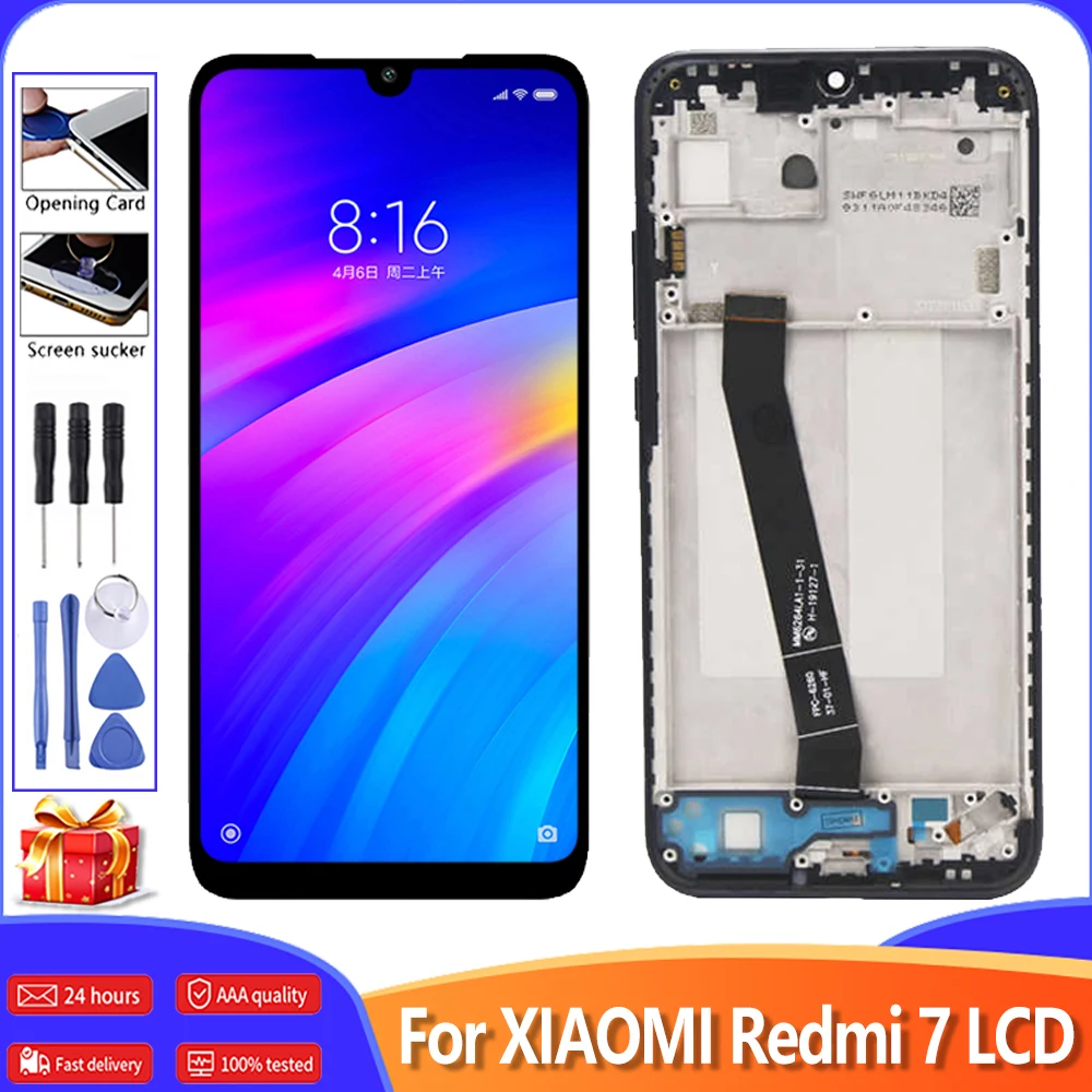 6 26 &quotОригинальный ЖК-дигитайзер для Xiaomi Redmi 7 ЖК-дисплей экран в сборе с рамкой