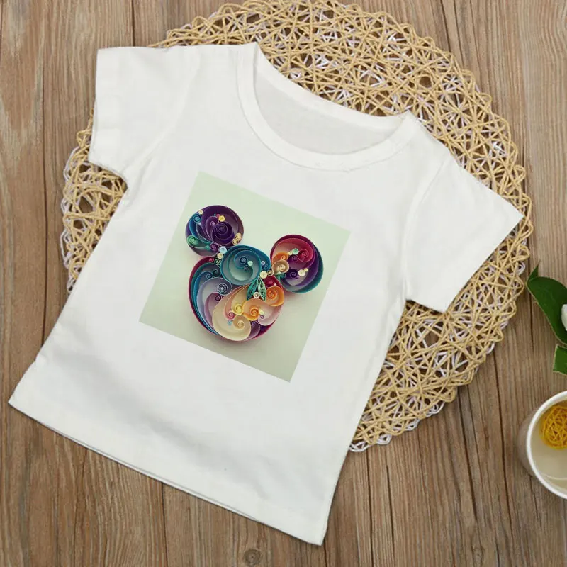 Kawaii/футболка для мальчиков коллекция года, модные Забавные футболки для девочек с изображением мультяшной мыши, принцессы, Льва рубашка корейского дизайна милые летние топы для детей - Цвет: 8949