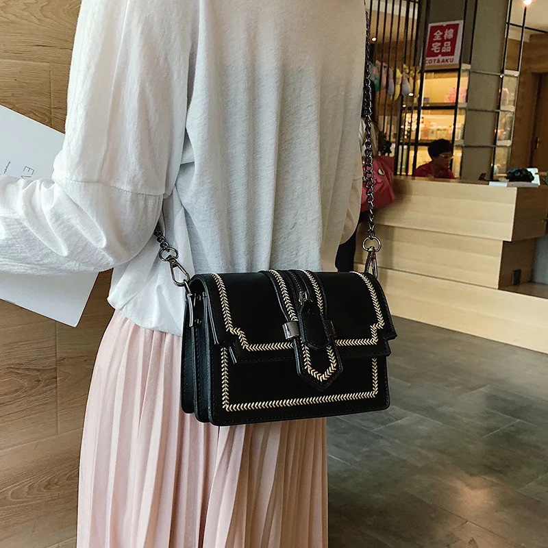 

Small Bag WOMEN'S Bag 2019 Summer New Style Hipster Bag with Chain INS Fashion Network Red Textured Versatile Shoulder Bag