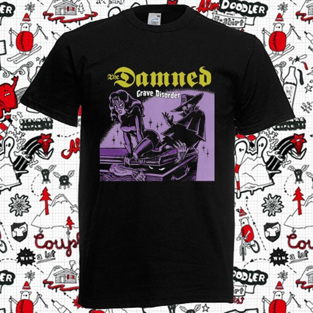 Мужская черная футболка с надписью The Damned Grave Disorder в английском стиле панк-рок