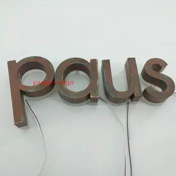 

3D Brass shop front luminated led letters Custom outdoor halo lit business sign board good quality new arrive