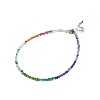 

Lii Ji Rainbow 2mm Tiny Stone 925 Sterling Silver Platinum Color Anklet 23cm+5cm