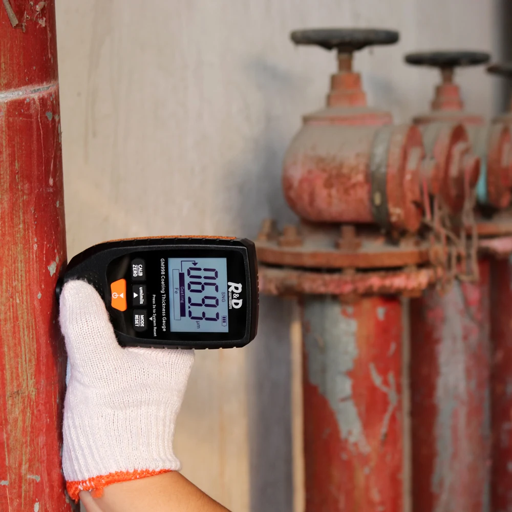 R&D GM998 car paint coating thickness gauge car paint electroplate metal coating thickness tester meter 0-1500um Fe & NFe probe