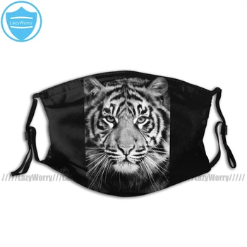 

Tiger Mouth Face Mask Black Tiger Facial Mask Cool for Adult Polyester with 2 Filters Mask