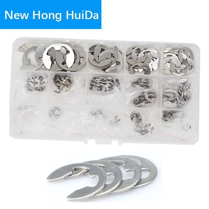 

E Clip Washer Circlip Retaining Ring For Shaft Fastener Hardware M1.5-M15 Assortment Kit Set 304 Stainless Steel 320pcs