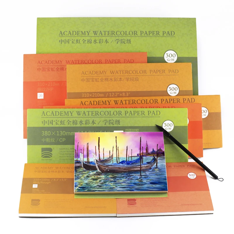 100 Cotton Professional Watercolor Paper 20Sheets Hand Painted 300gsm