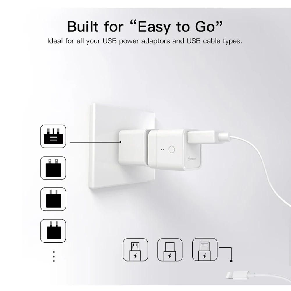 FrankEver Wifi Mini Micro USB Smart Adaptor 5V Wireless USB Power Plug Adaptor Work with eWeLink APP Alexa Google Home