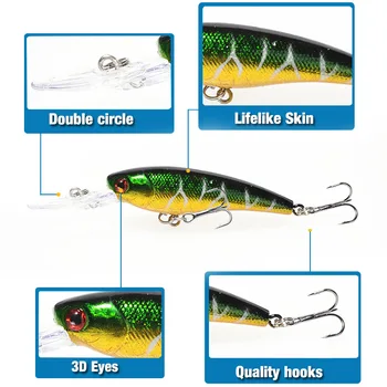 

Hot 10 Colors Hard Bait Minnow Fishing lure Bass carp Fresh Salt water japan sea 3D Eyes Wobbler Tackle Crankbait Pesca 9cm 7g