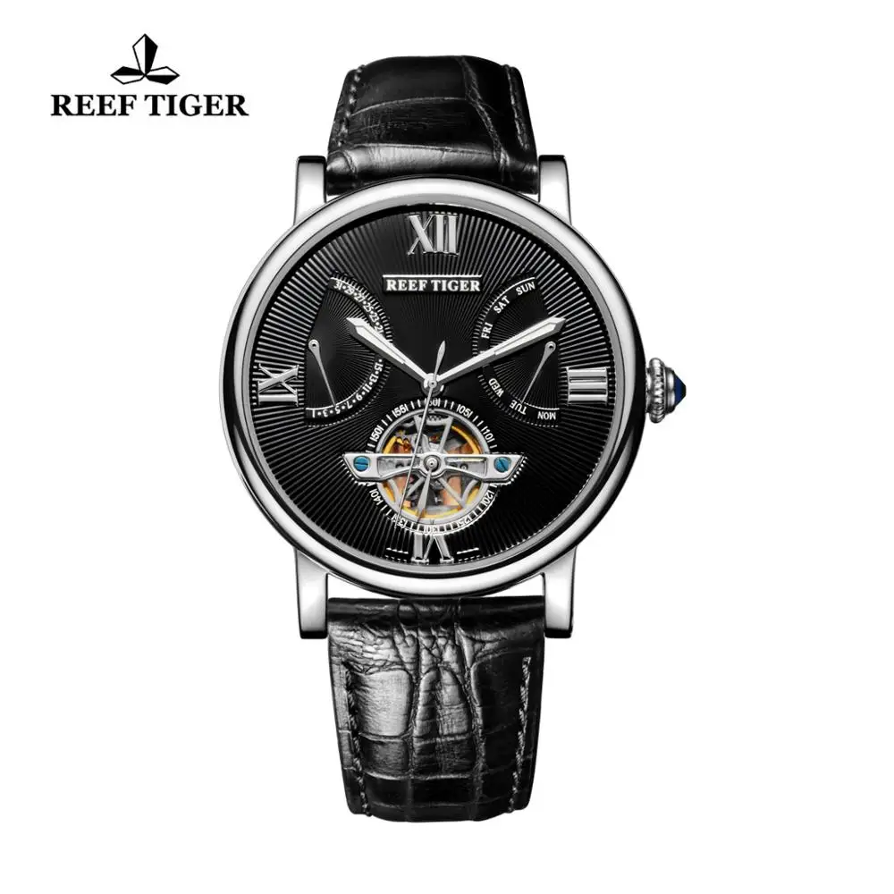 Риф Тигр/RT Tourbillon дизайнерские часы Одежда высшего качества с датой дня и телячьей
