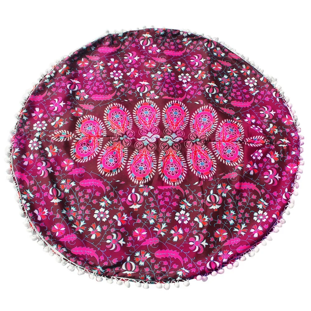 

Colorful Large Mandala Floor Pillows Round Bohemian Meditation Pillow Cover Cushions Round Bohemian Printing Pillow Case