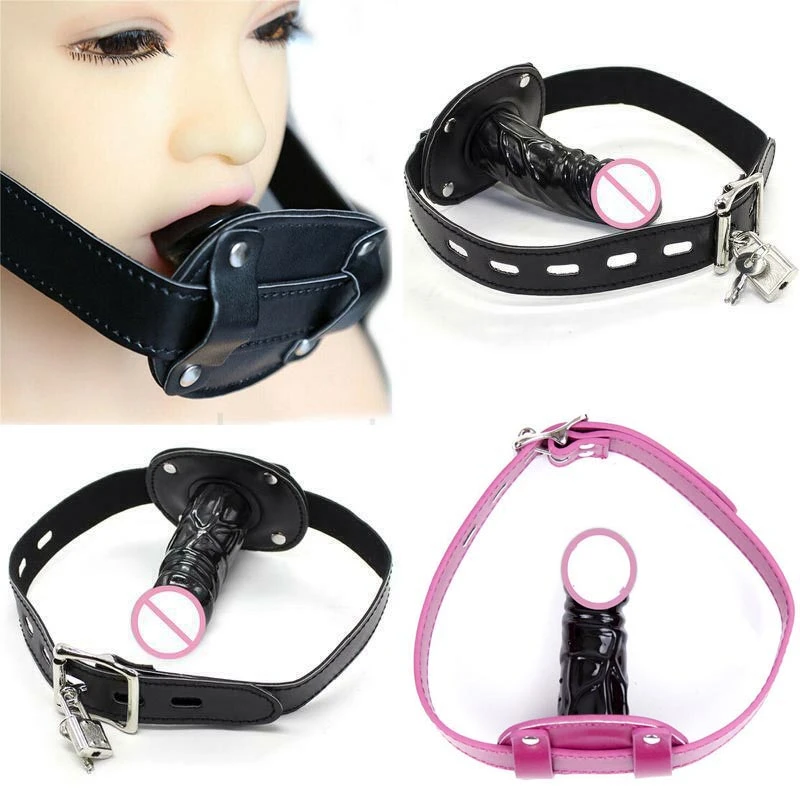 Lockable Open Mouth Gag Bite Silicone Penis Plug Dildo Fetish Bondage Sex Toys Bdsm Slave Products For Woman Couples Adult Game - Adult Games image