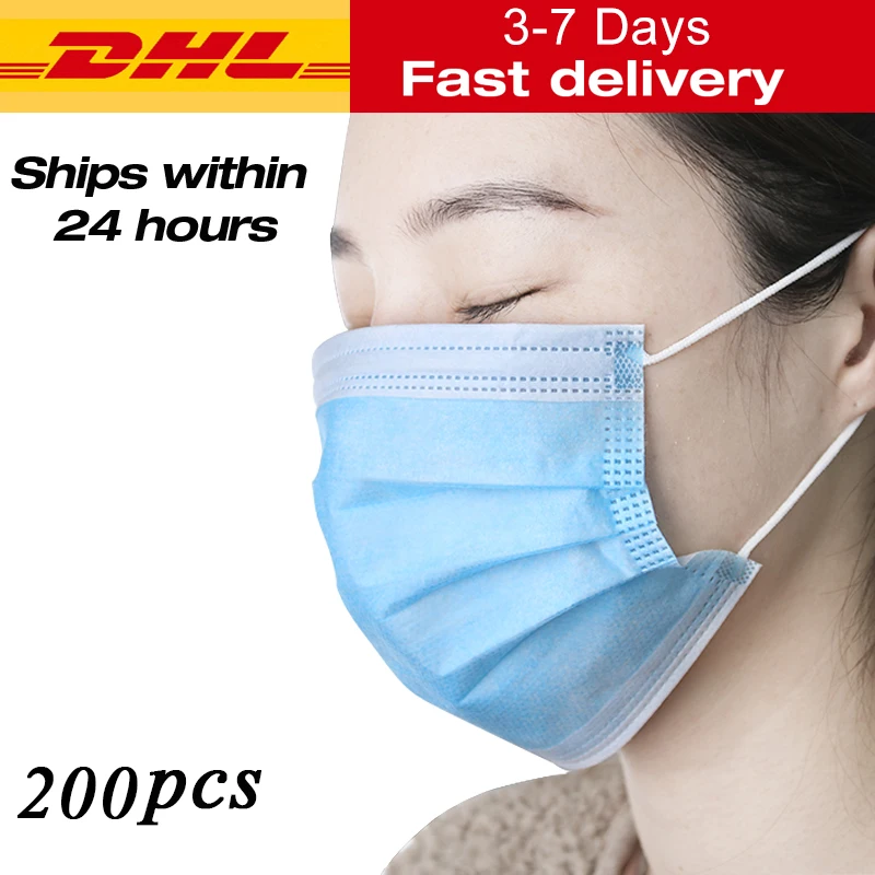 

200pcs Disposable Face Mouth Mask Nonwoven Masks Anti PM2.5 Hygiene Safety Protective Mouth Mask Mouth Face Masks DHL Shipping