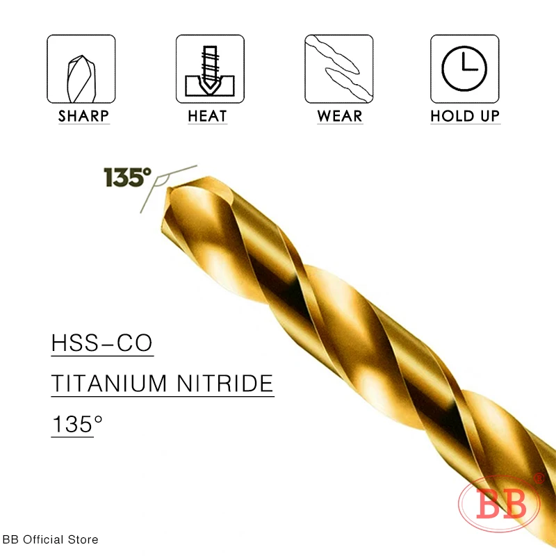 Drill Bit Set BB Cobalt Twist Drill Bit M35 EX HSSCO HSSE Metal Aluminum Copper Stainless Steel Wood Hole Tool Titanium 1mm-13mm Set 5/10Pcs drill bit set