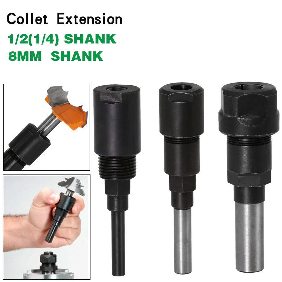 

1/4" 8mm 12mm 1/2"Shank high quality Router bits Collet Extension Engraving machine extension rod Milling cutter for Wood tools