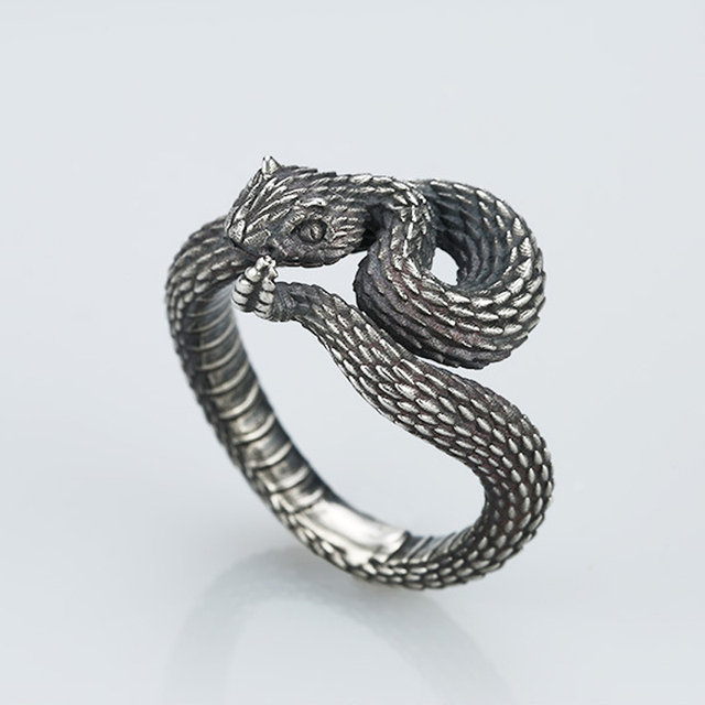 Gothic Punk Exaggerated Snake Rings Vintage Animal open Rings For Men Women Cool Hip Hop Rock Biker Jewelry Gift