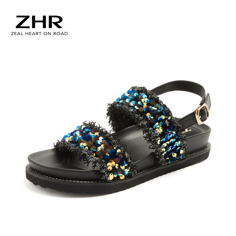020 Summer Women Sandals Bohemian Fashion Sequins Bling Shoes Ladies Casual Beach Rome Slip-On Breathable Woman | Обувь