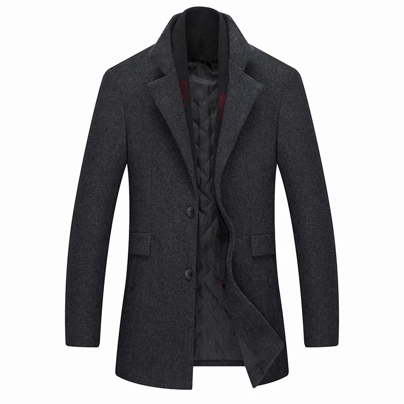 2020 Winter Scarf Woolen Winter Coat Men Casual Warm Removable Scarf Men's Coat Single Breasted Slim Mens Coats and Jackets 2020 Winter Scarf Woolen Winter Coat Men Casual Warm Removable Scarf Men's Coat Single Breasted Slim Mens Coats and Jackets