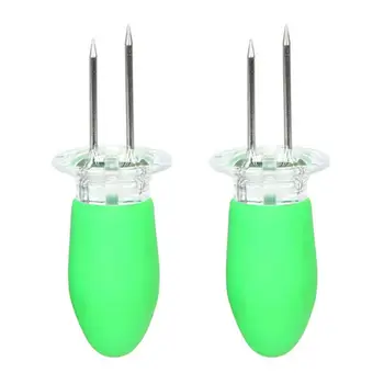 

New 2 Pcs Corn Forks Heat-resistant Small Stainless Steel Picnic Camping Barbecue Corn Holders Food Forks BBQ Tool Dropshipping