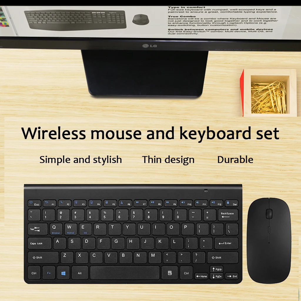 800 1000 1200 1600DPI Wireless Mouse And Keyboard Set 78 Keys 12 Multimedia Keys 2.4GHz Ultra Slim Mice And Keyboard Set Kit