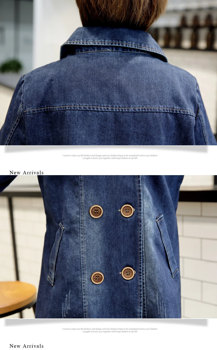 Фотосессия джинсовая ветровка Для женщин весна корейский-Стиль Стиль Slim Fit середины); Длина рукавов; длинный рукав; костюм; пальто с воротником
