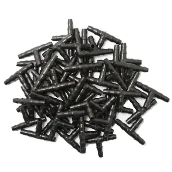 

100PCS Plastic Dripper Watering Plants Tee 1/4 Inch Hose Connector Joint Hose Outdoor Irrigation Tools for3/5mm Hose