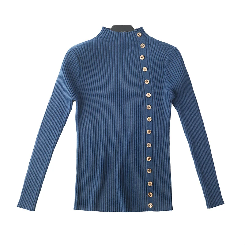 Pull femme, зимний Корейский Однотонный свитер для женщин, теплый тонкий вязаный свитер с длинным рукавом, водолазка, топ, вязанные пуловеры, женский джемпер
