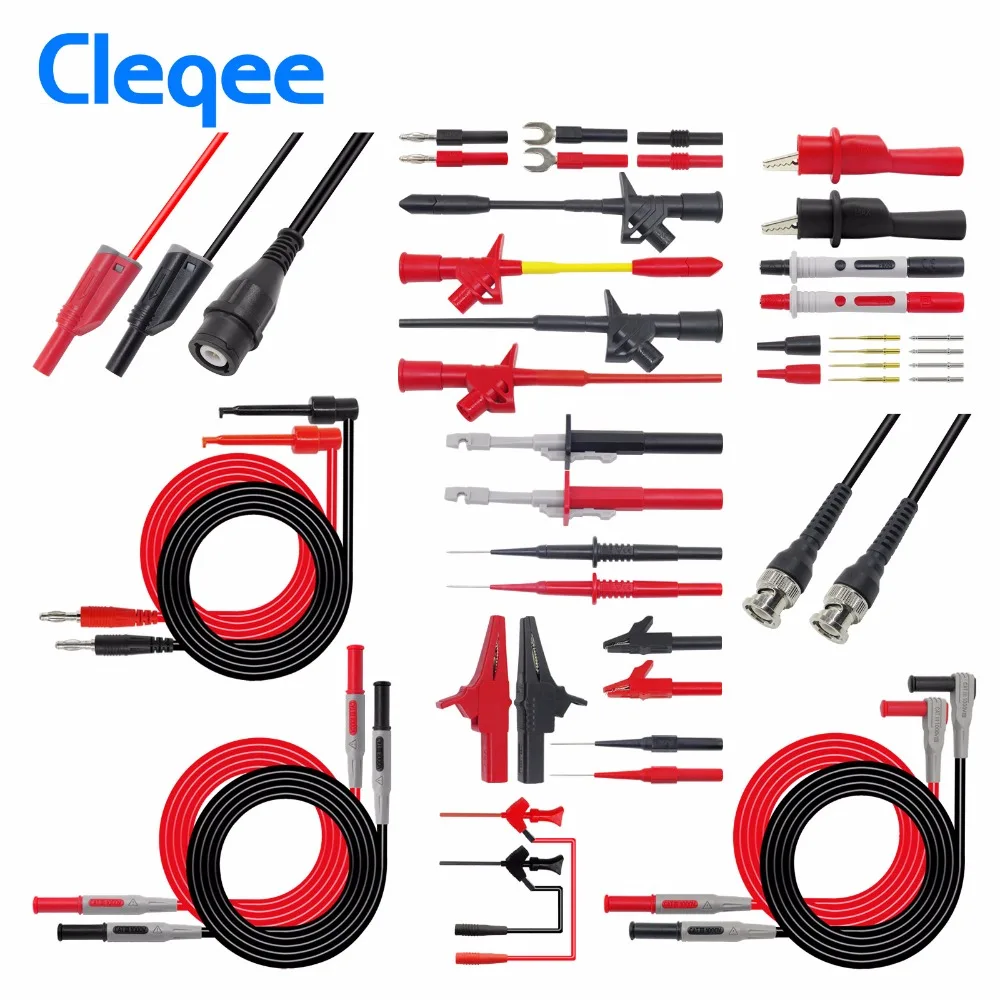 

Cleqee P1600C/D/E/F Pluggable Multimeter Probe Test Leads Kit Automotive Probe Set IC Test Hook Compatible With Fluke