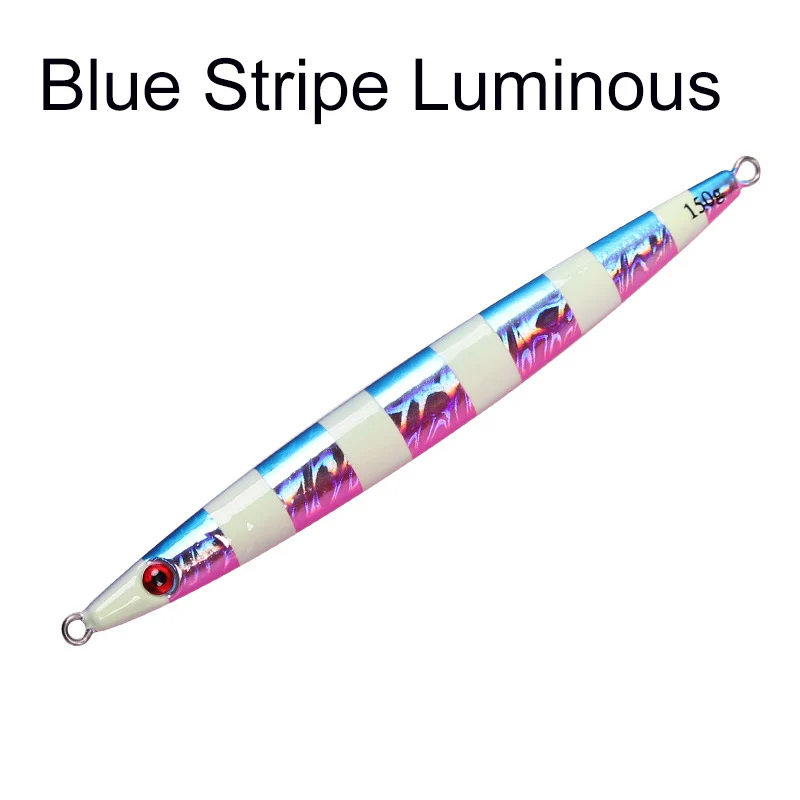Blue Stripe Luminous 1 шт. 100g 150g 200g 250g 300g блесны искуственные паллет свинцовая металлическая Мормышка рыболовные приманки джиг медленно, дергающаяся приманка тяжелый блесна, приманка, глубоководных быстро Отсадочная машина - Цвет: Blue Stripe Luminous