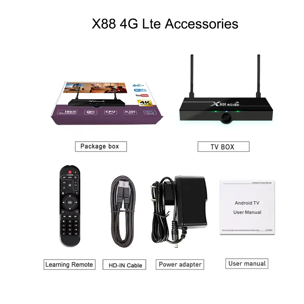 New X88 4g Lte Tv Box Android 7 1 2gb Ram 16gb Assistant Rk3328