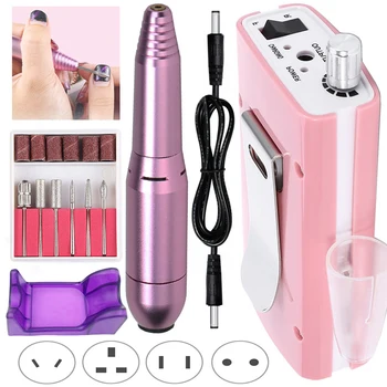 

35000 RPM Rechargeable Nail Drill Machine 3000mAh Portable Manicure Machine Electric Nail File Strong Nail Drill Bits Set Tools