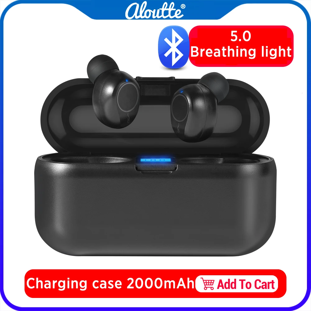 

F9 wireless Bluetooth 5.0 headset TWS Waterproof sports headset LED display with 2000mAh mobile power HD call stereo earphone
