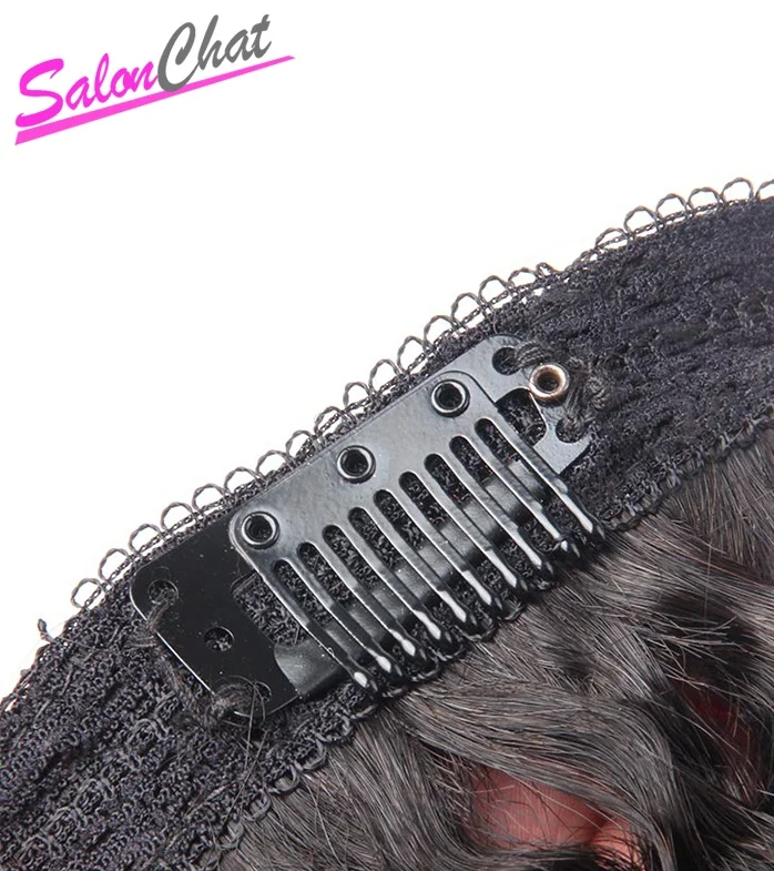 SalonChat Yaki кудрявые прямые волосы для наращивания на заколках 100% бразильские
