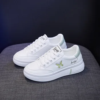 

2020 Fashion Sneakers Women White Shoes Thick Sole Women Flats Cool Young Ladies Sneakers Height Increasing Shoes 4cm A2612